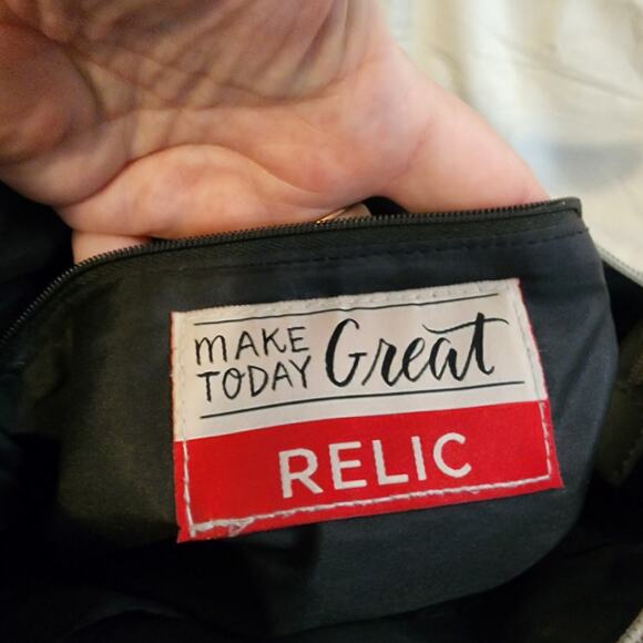 Relic Gray Crossbody Bag Faux Leather Zip Pockets Adjustable Strap 10x6 - Picture 2 of 11